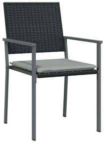 3 pcs conjunto de jantar p/ jardim c/ almofadões vime PE e aço