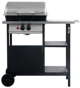 Grelhador/BBQ gás mesa de apoio 3 prateleiras preto e prateado