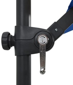 Guarda-sol cantilever luzes LED/poste aço 250x250 cm azul ciano