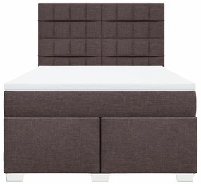 Cama com molas/colchão 160x200 cm tecido castanho-escuro