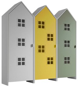 Conjunto 3 armarios Guarda Roupa infantil coleção CASAMI Branco, Amarelo e Verde