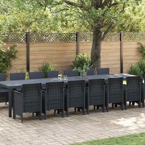 Conjunto de Jantar de 15 Peças para Jardim Antracite em Rattan Sintético