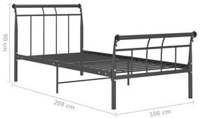 Estrutura de cama 100x200 cm metal preto