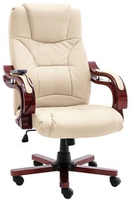 vidaXL Cadeira de massagens couro genuíno cor creme