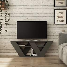 Móvel de TV "Oslo" com Prateleiras - Cinzento - 110x40x30 cm - Design