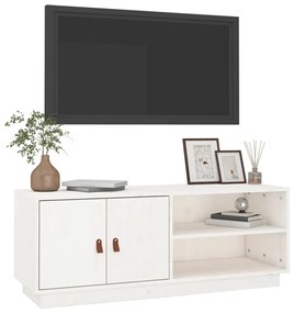 Móvel de TV 105x34x40 cm madeira de pinho maciça branco