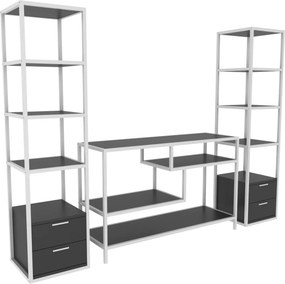 Unidade TV Robbins – Branco e Antracite – 198 cm x 39 cm x 160 cm
