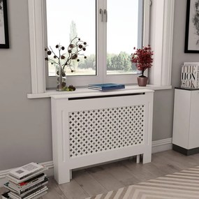 vidaXL Cobertura de radiador 112x19x81,5 cm MDF branco