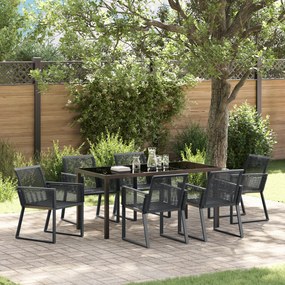 vidaXL Conjunto de Jantar de 7 Peças Preto Rattan Poliéster