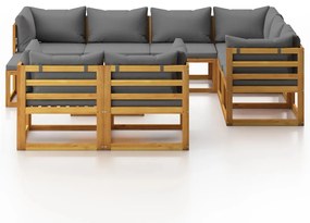 10 pcs conjunto lounge de jardim com almofadões acácia maciça