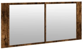Armário espelhado casa de banho LED 100x12x45cm carvalho fumado