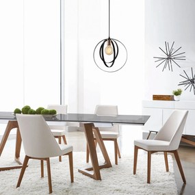 Chandelier Vaveyla – Preto – 35 cm de Diâmetro, 131 cm de Altura