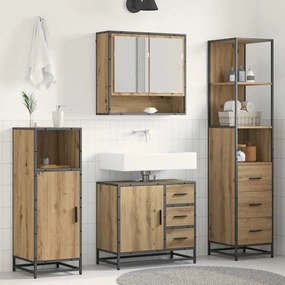 vidaXL Conjunto de Móveis para Banheiro 3 pcs Carvalho Artesanal