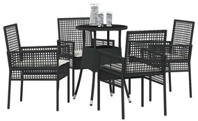 Conjunto de Jantar de 5 Peças para Jardim Preto Polirattan