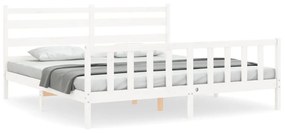 Estrutura de cama com cabeceira 180x200cm madeira maciça branco