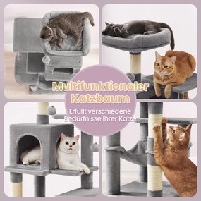 Arranhador para gatos com vários andares 45 x 35 x 112 cm cinzento claro