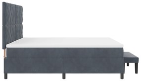 Cama Box Spring com Colchão &amp; Banco Cinza Escuro 200x200 cm Veludo