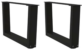 Pés para mesa de centro em V, 2 peças, preto, 60x(30-31,3) cm, aço