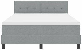 Cama Box com Colchão e Luz LED Cinza Claro 140x200 cm Tecido