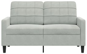 Sofá de 2 lugares 120 cm veludo cinzento-claro