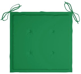 3 pcs conj. jantar dobrável exterior c/ almofadão teca maciça