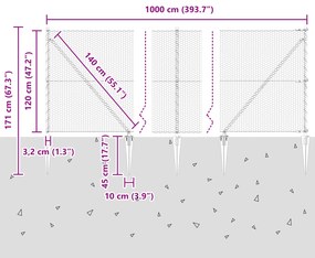Cerca Hexagonal Verde 1.2x10 m Aço vidaXL