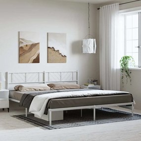 Estrutura de cama com cabeceira 183x213 cm metal branco