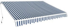 vidaXL Toldo dobrável manual 350 cm azul/branco