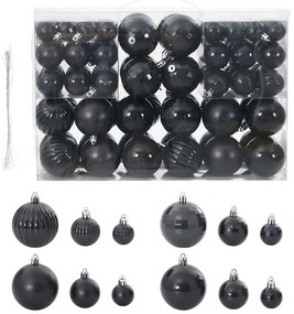 Enfeites de Natal 100 pcs Ø3/4/6 cm preto