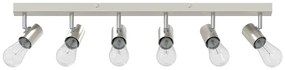 Spotlight de Teto 6 Caminhos Ajustável Níquel Escovado E27