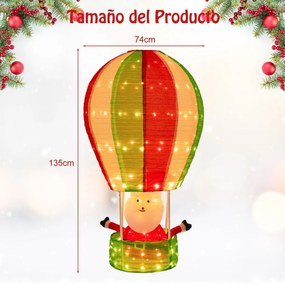 Pai Natal de 135 cm com balão de ar quente com 160 luzes quentes decoração de Natal