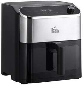Fritadeira sem Óleo 4 em 1 Fritadeira de Ar Quente 1350W com 3 Programas Ecrã LED Tátil Temperatura Ajustável Temporizador e Cesta Antiaderente 31x37,5x32cm Preto