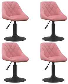 Cadeiras de jantar giratórias 4 pcs veludo rosa