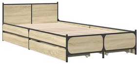Estrutura de cama c/ gavetas derivados madeira carvalho sonoma