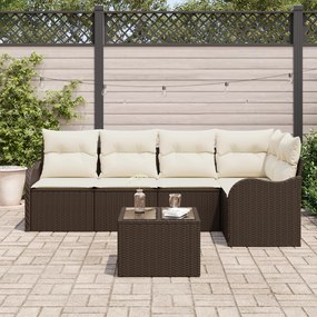 Conjunto de Sofá de Jardim de 5 Peças com Almofadas Cinza Vime Poliést