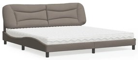 Cama com colchão 200x200 cm tecido cinzento-acastanhado