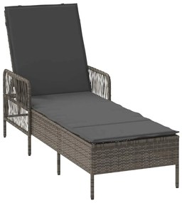 Espreguiçadeira Cinza e cinza escuro Vime PE 157 x 55 x 92 cm