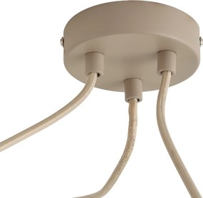 Candeeiro Pendente de Design Bege com Vidro Opalino 3 Luzes - Tulip