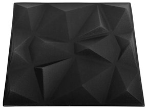 Painéis de parede 3D 12 pcs 50x50 cm 3 m² preto diamante