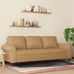 vidaXL Sofá de 3 lugares 180 cm veludo castanho