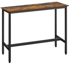 Mesa de bar retangular de design industrial 120 x 40 x 90cm castanha vintage