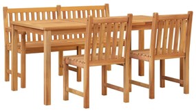 4 pcs conjunto de jantar p/ jardim madeira de teca maciça