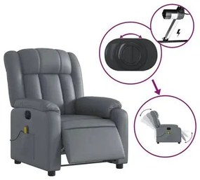 Poltrona de Massagens, Reclinável e Elétrica - Couro Artificial - Cinz
