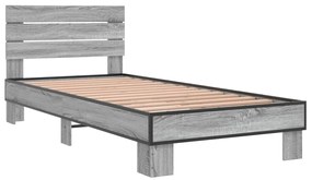 Estrutura cama 100x200 cm derivados madeira/metal cinza sonoma