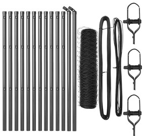 Conjunto de Cercas Conjunto de 2 Cinza Metal Grande Durável