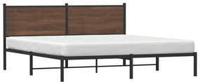 Estrutura cama com cabeceira 160x200 cm metal carvalho castanho