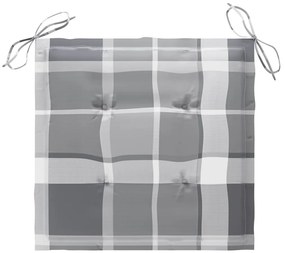 Cadeiras jardim c/ almofadões xadrez cinzento 2 pcs teca maciça
