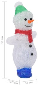 Boneco de neve acrílico c/ luzes LED interior e exterior 30 cm