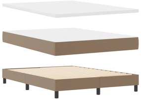 Cama Box Spring vidaXL com Colchão Cappuccino 140x200 cm Couro Sintéti