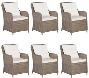 7 pcs conjunto de jantar para jardim castanho